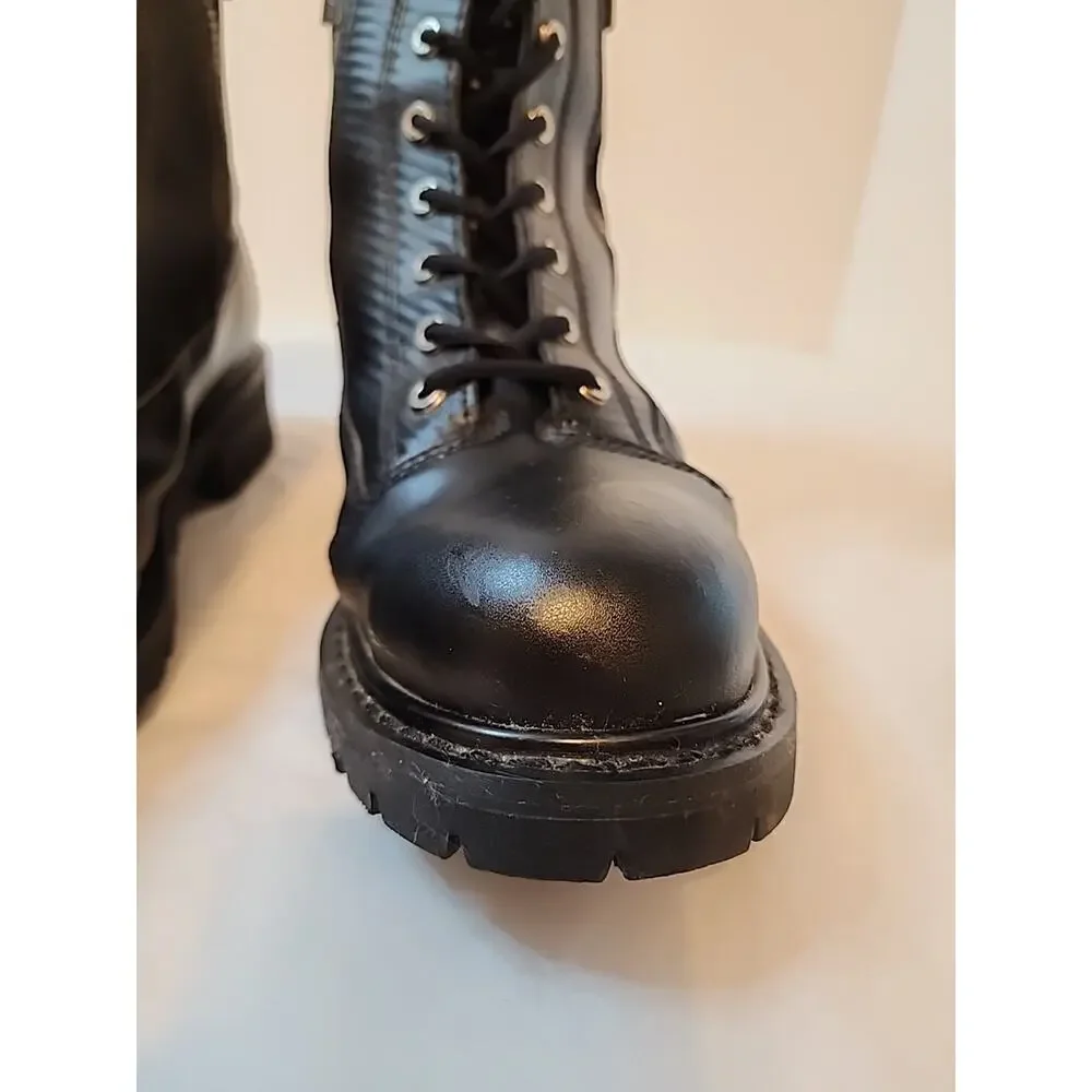 Milwaukee MB408 Accelerator Mens Size 12 Black Leather Dual Zip Motorcycle Boots